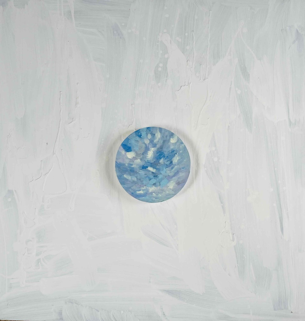 原画・油彩 『 朝空 20260816』絵画・ 直径20cm・アート・丸形キャンバス