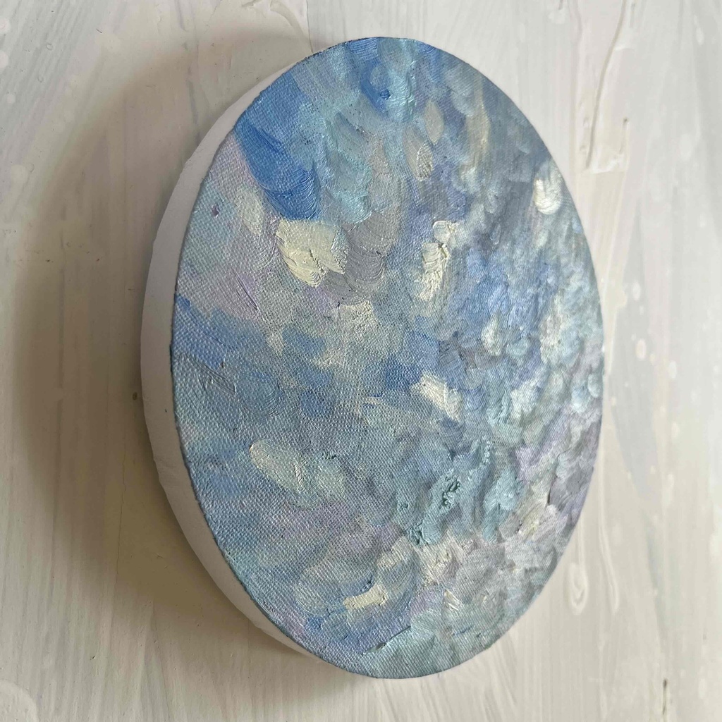 原画・油彩 『 朝空 20260816』絵画・ 直径20cm・アート・丸形キャンバス