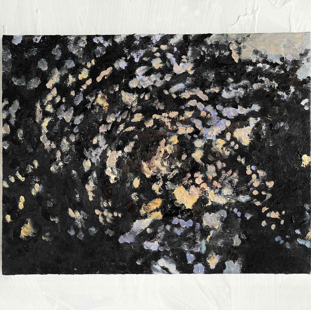 原画・油彩 「朝の木漏れ日　20260818」 絵画・ F6（32×41cm ）アート・ キャンバス