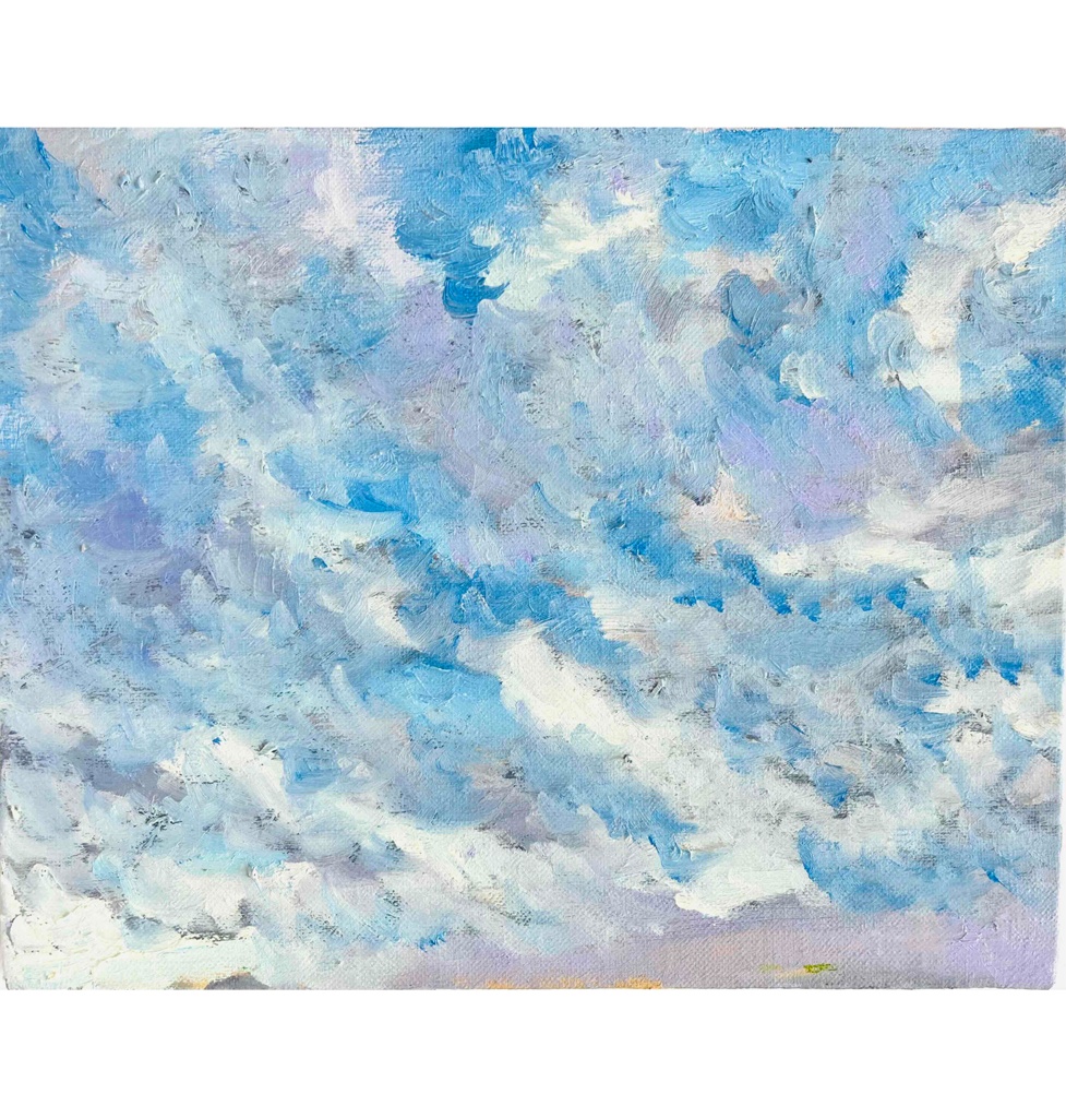 原画　油彩「 朝の空　20260820」絵画・F3（22×27㎝）アート・キャンバス