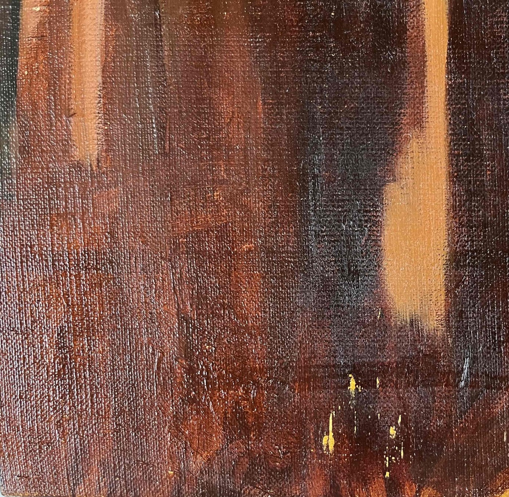 原画・油彩「夕方の部屋の中」絵画・F6(32×41㎝)アート・キャンバス