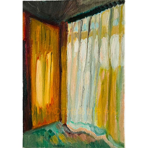 原画・油彩「部屋の中５」絵画・サムホール（16×23㎝）