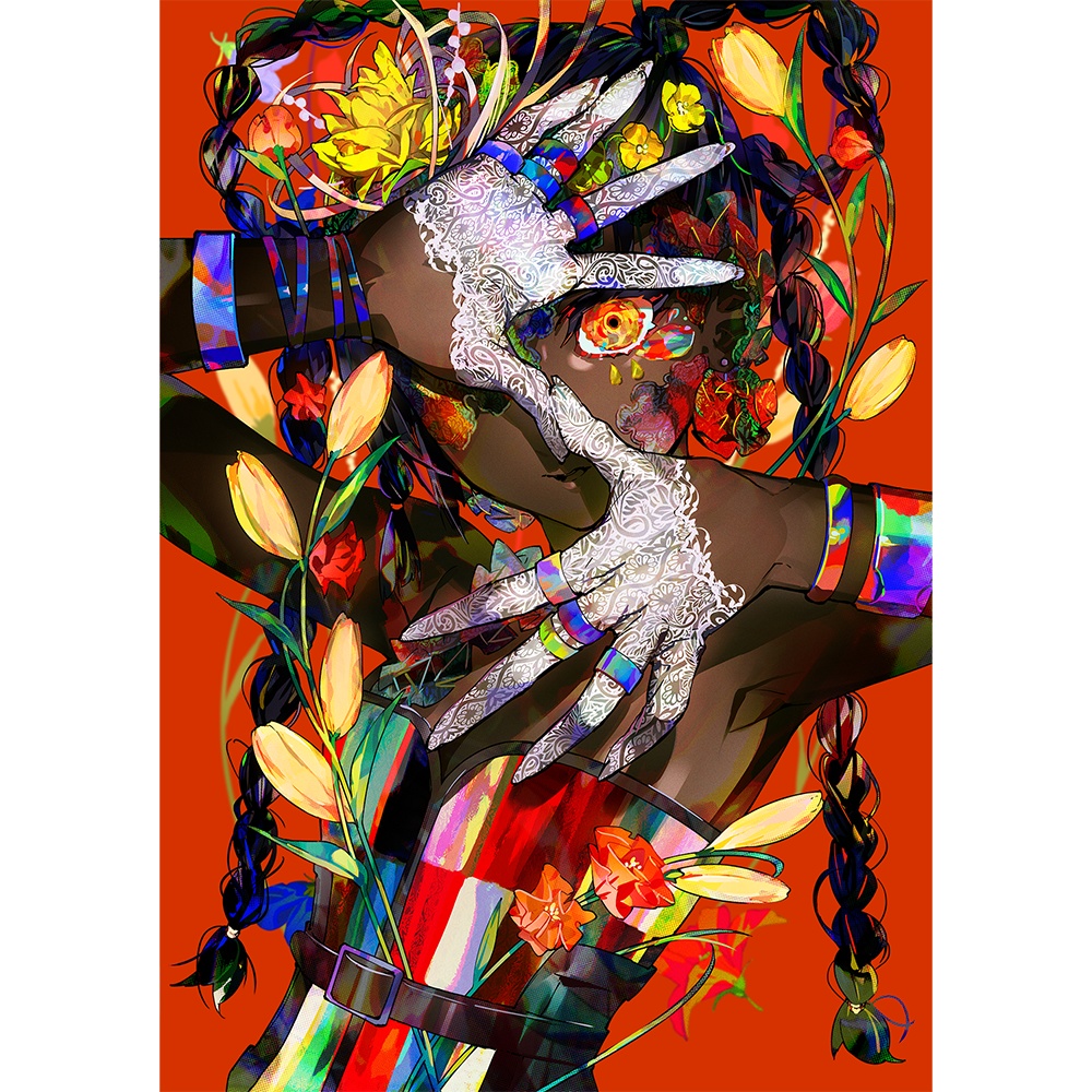 【Limited 3 items/複製原画/original reproduction 】「GANG GANG DANCE」 Artificial Flower UV Print Special Acrylic Case〈Signed by the artist with a certificate〉