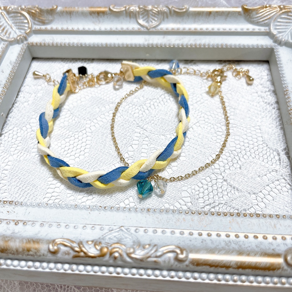 【呪術廻戦】カラーモチーフスエード紐ブレスレット&シンプルチェーンブレスレット