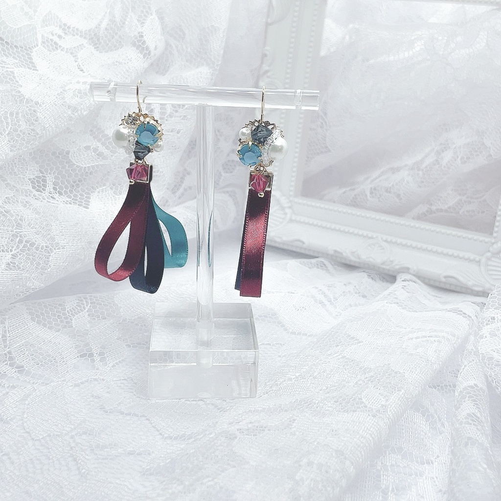 ビジューリボンイヤリング/ピアス【ワールドトリガー】