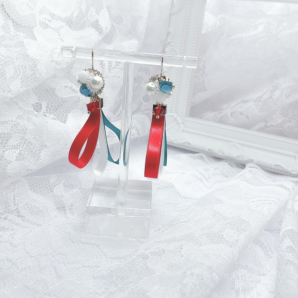 ビジューリボンイヤリング/ピアス【ワールドトリガー】