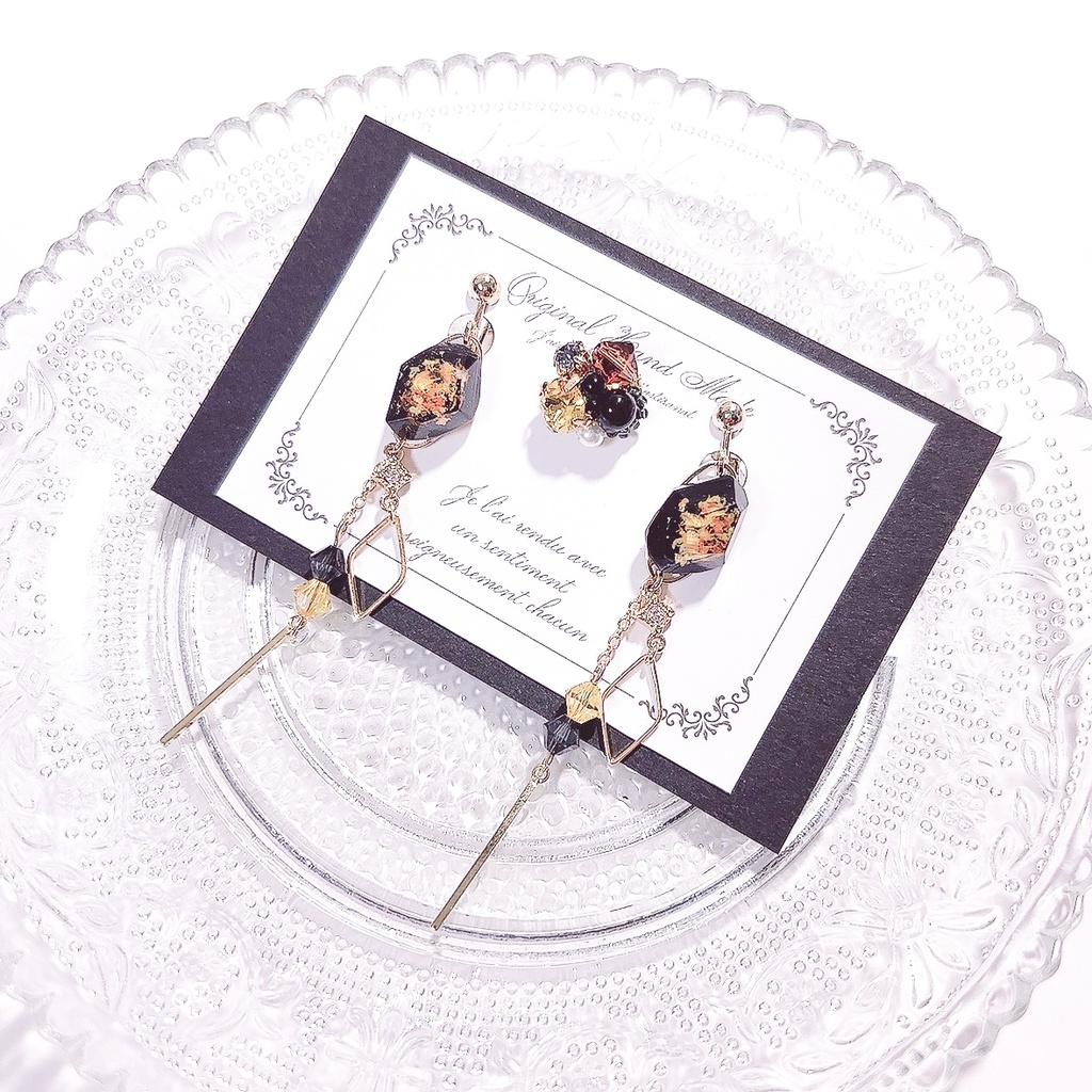 【原神】鉱石風3wayレジンピアス/イヤリング