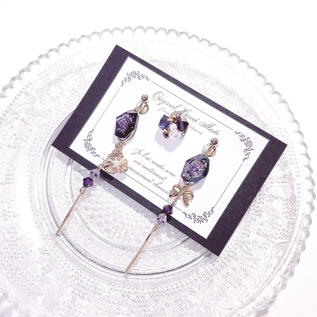 【原神】鉱石風3wayレジンピアス/イヤリング