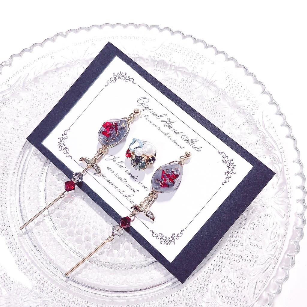 【原神】鉱石風3wayレジンピアス/イヤリング