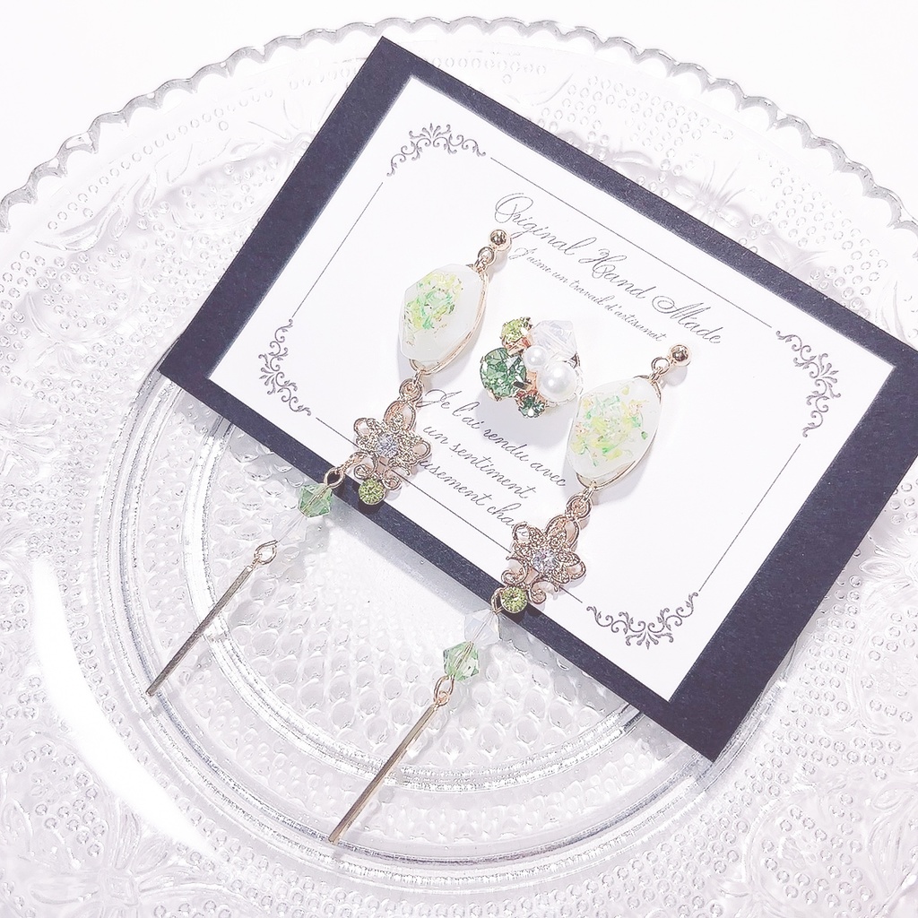 【原神】鉱石風3wayレジンピアス/イヤリング