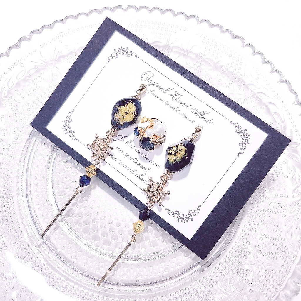 【原神】鉱石風3wayレジンピアス/イヤリング