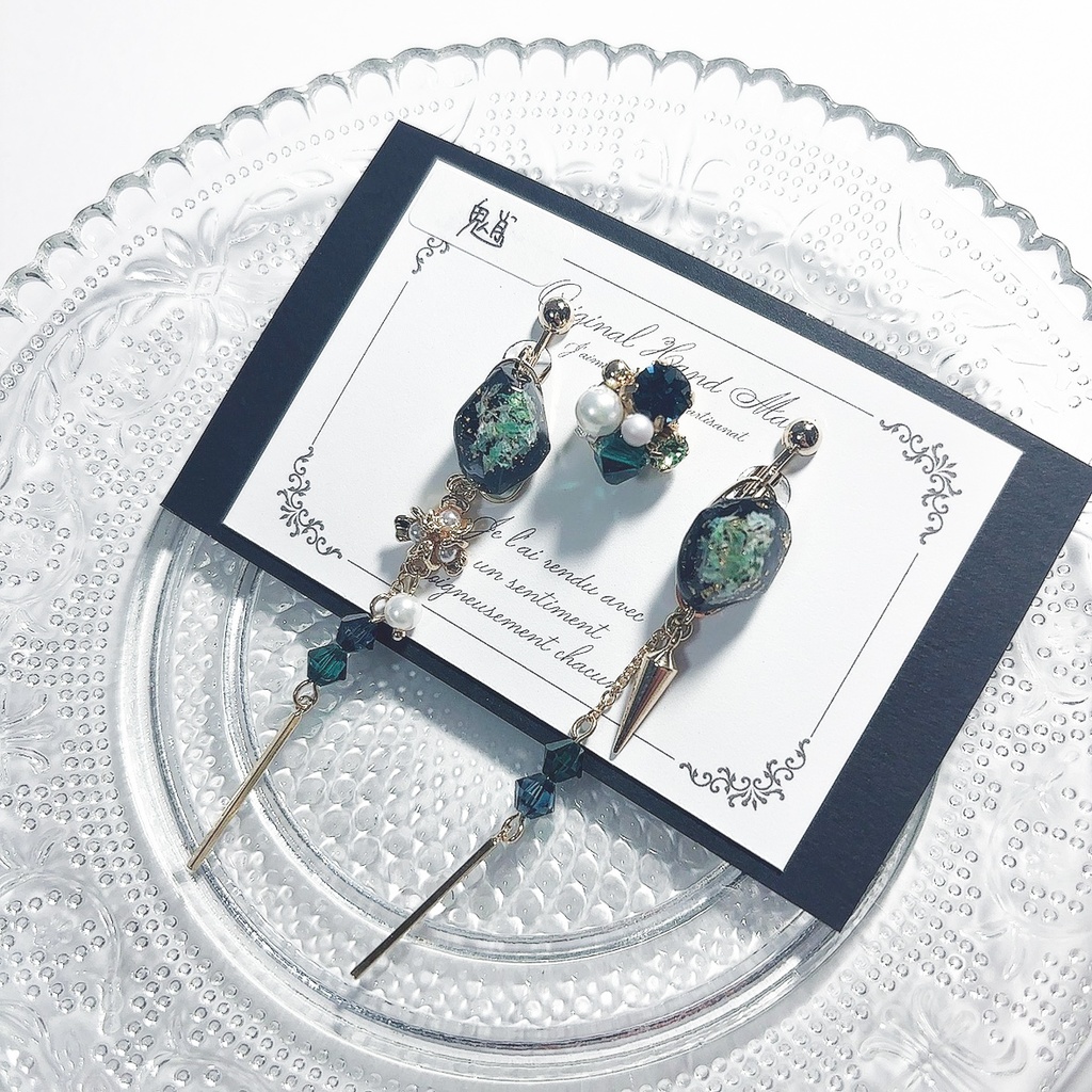 【原神】鉱石風3wayレジンピアス/イヤリング