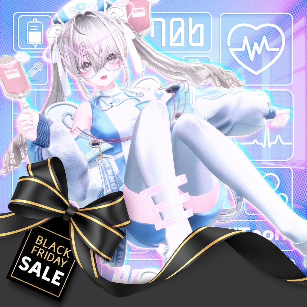 ✨BLACK FRIDAY!!✨ 🩵🤍電脳ナース🤍🩵【⚡電脳カルテ⚡コラボ衣装!】