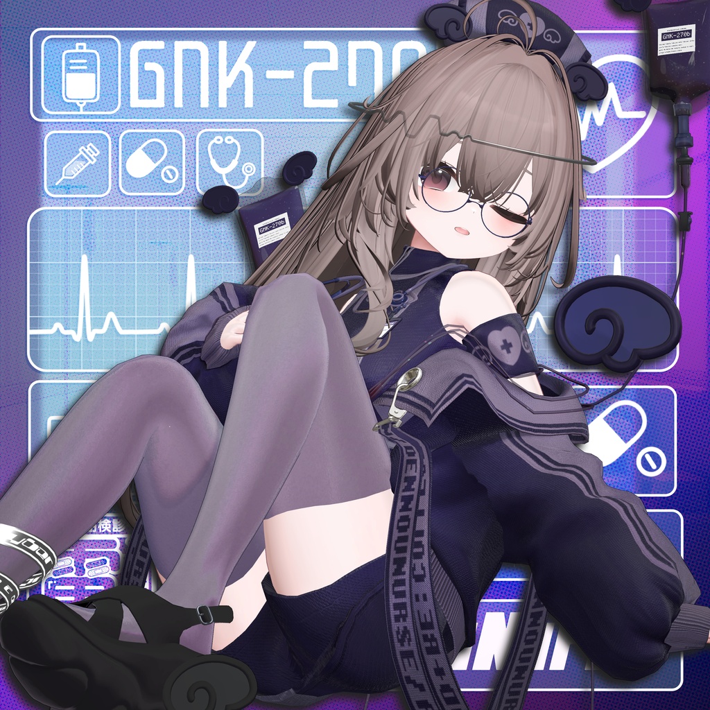 🩵🤍電脳ナース🤍🩵20アバター対応【⚡電脳カルテ⚡コラボ衣装】