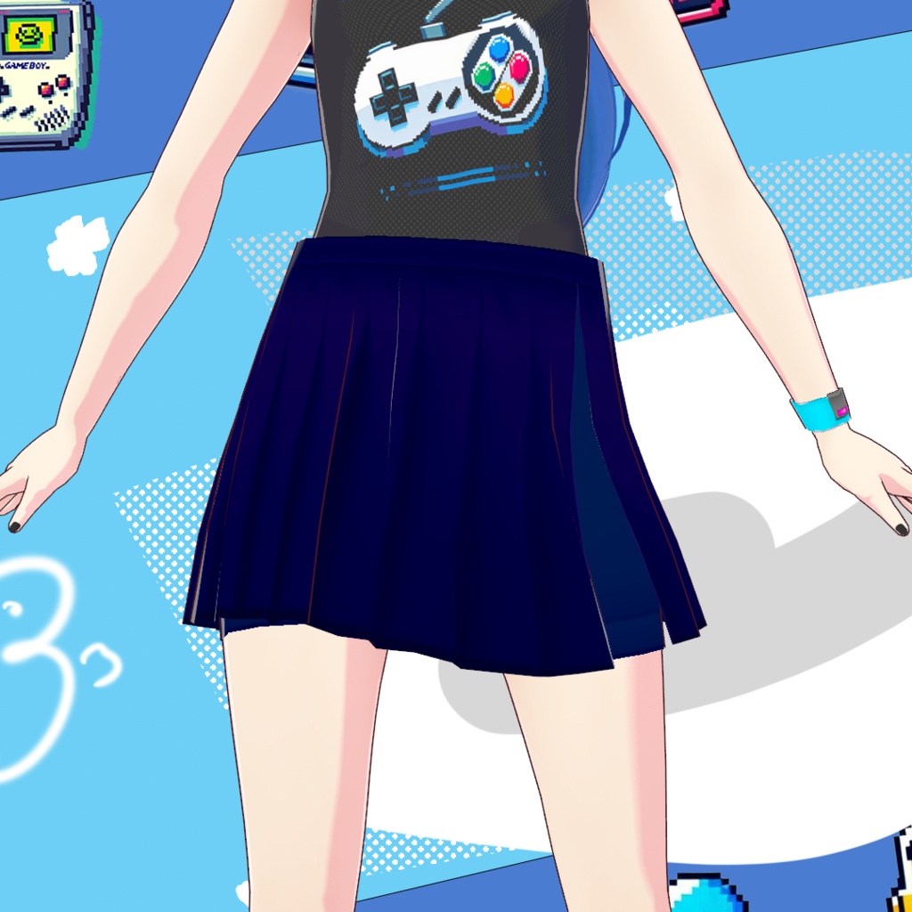Dark Blue Skort. [Vroid Custom Item] 濃紺のスカートパンツ。[Vroidカスタムアイテム]