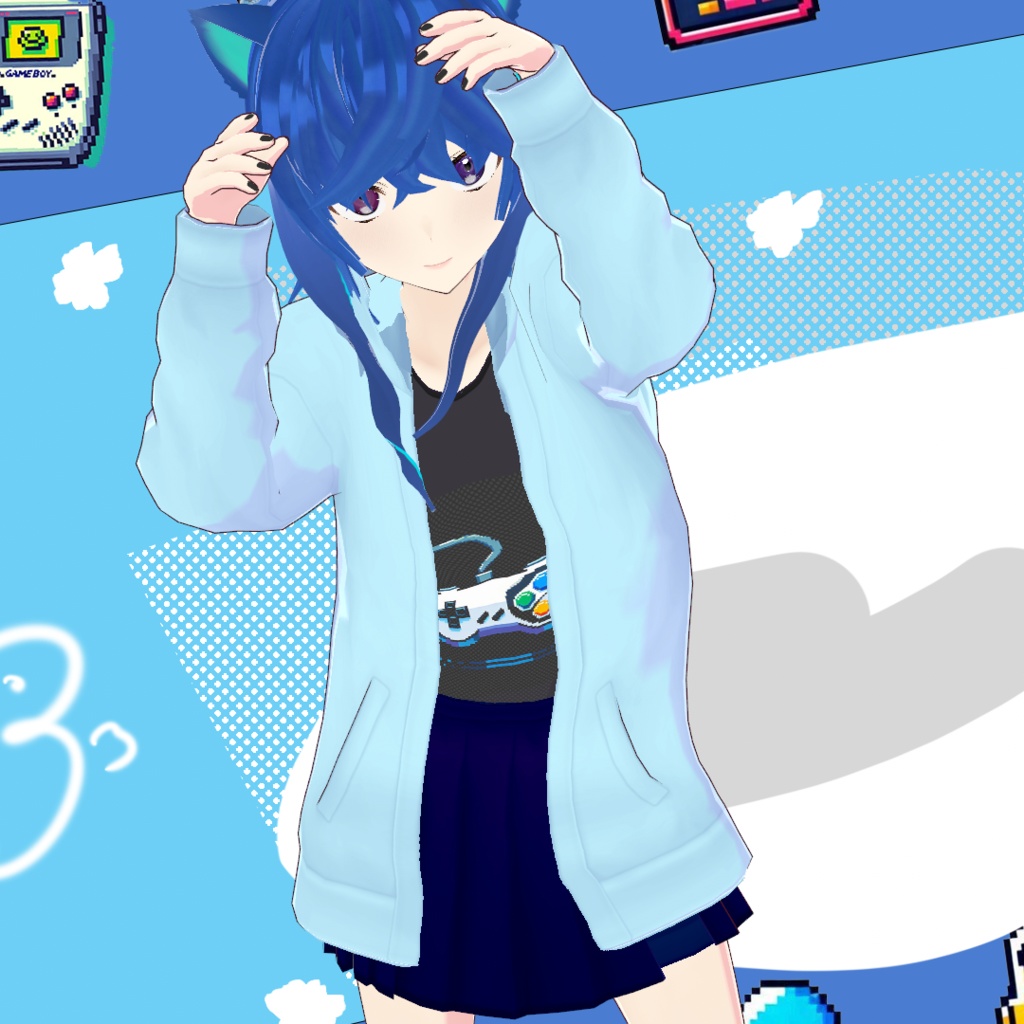 Light Blue Open Hoodie [ライトブルー/水色のオープンフーディー]