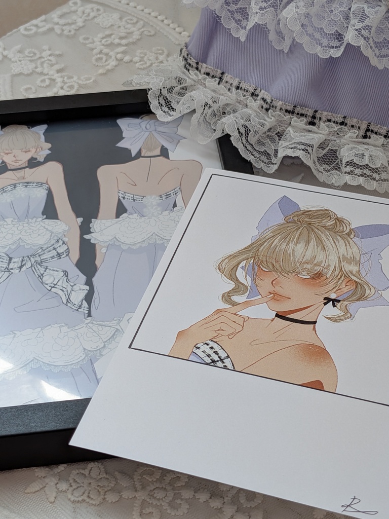 【一点物】オリジナル観賞用ドレス・ デザイン画・ポストカード3点セット 01