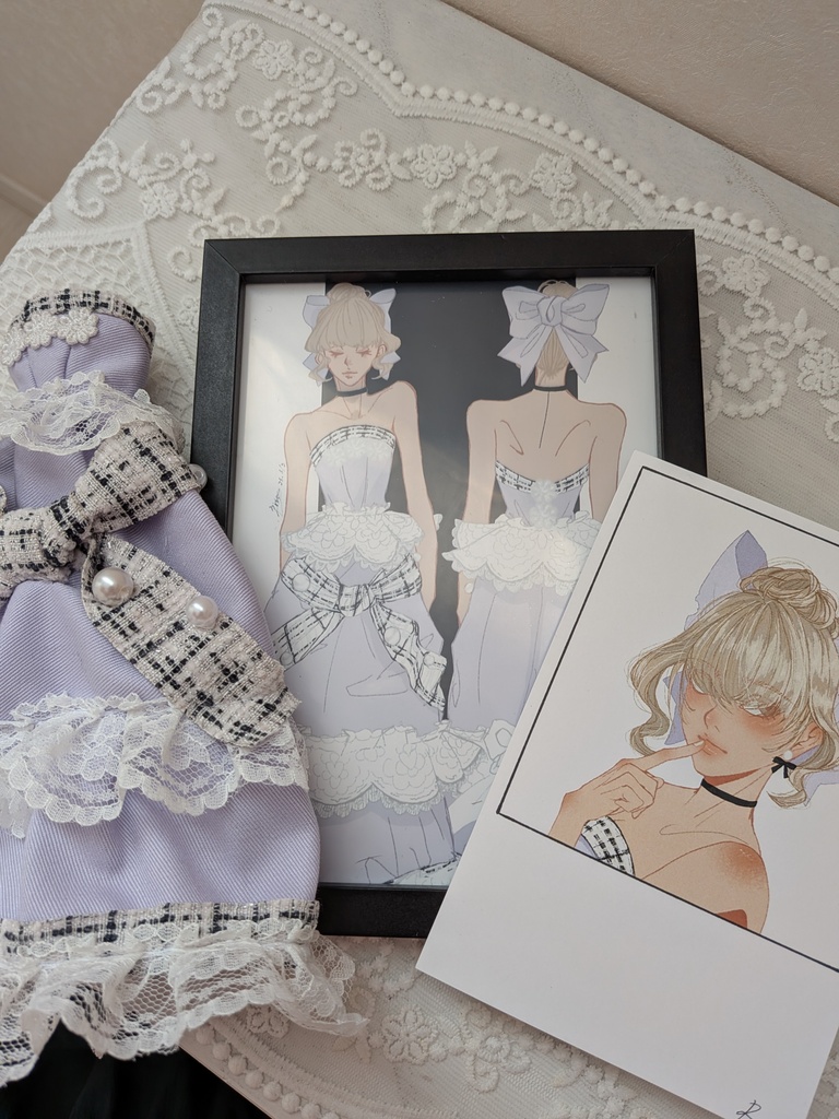 【一点物】オリジナル観賞用ドレス・ デザイン画・ポストカード3点セット 01