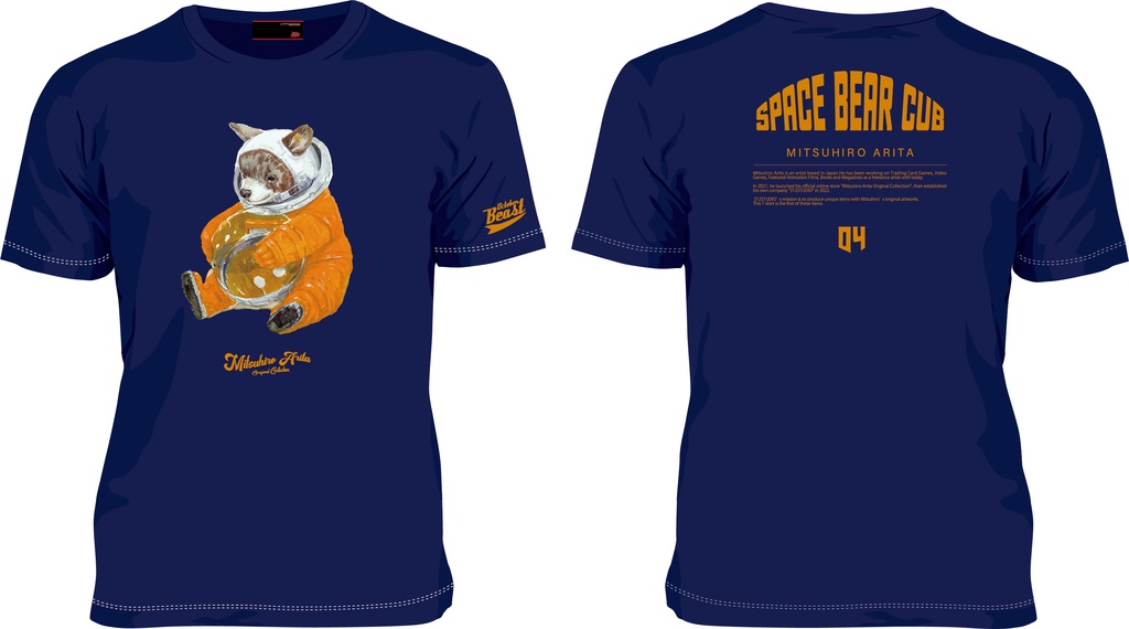 October Beast × 有田満弘「Space Bear Cub」Tシャツ