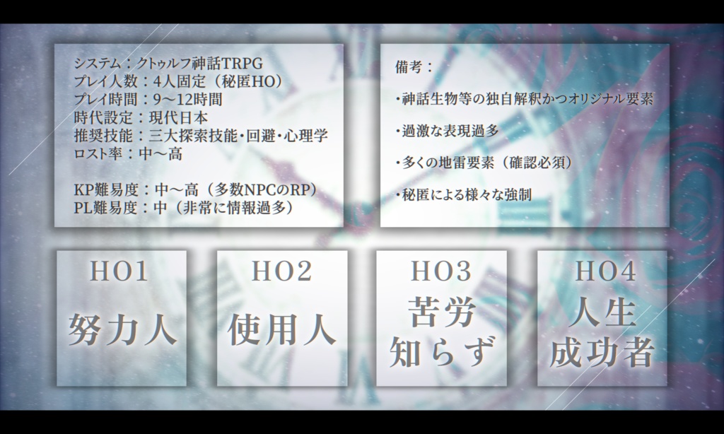 秒針は愛を糧に【クトゥルフ神話TRPG】SPLL:E192721