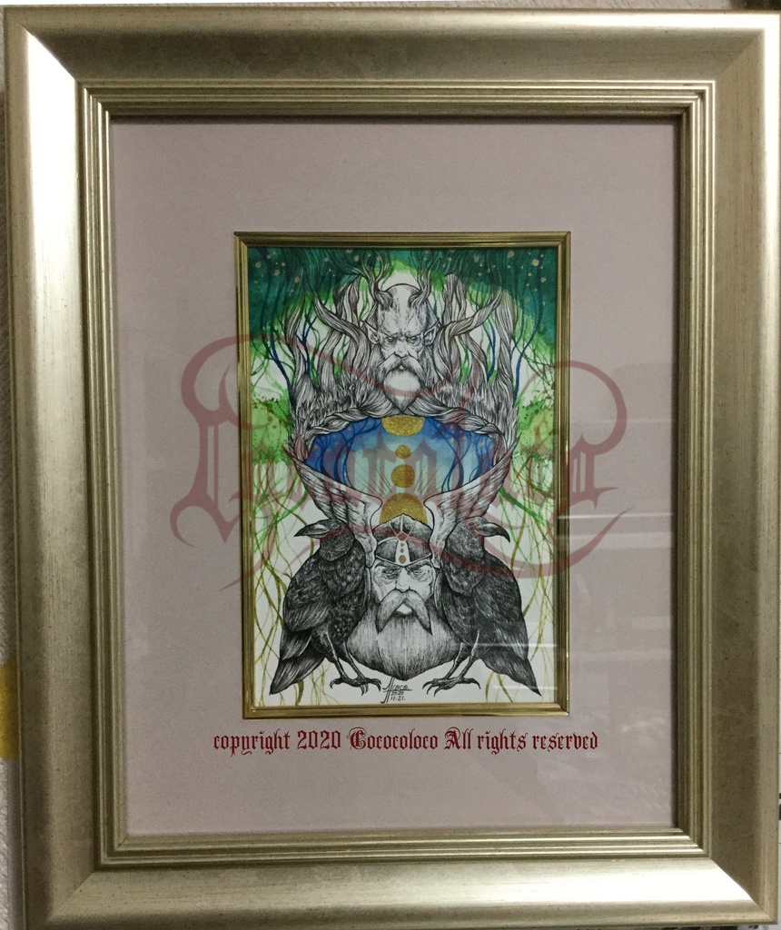 <額装イラスト原画>ミーミルとオーディン