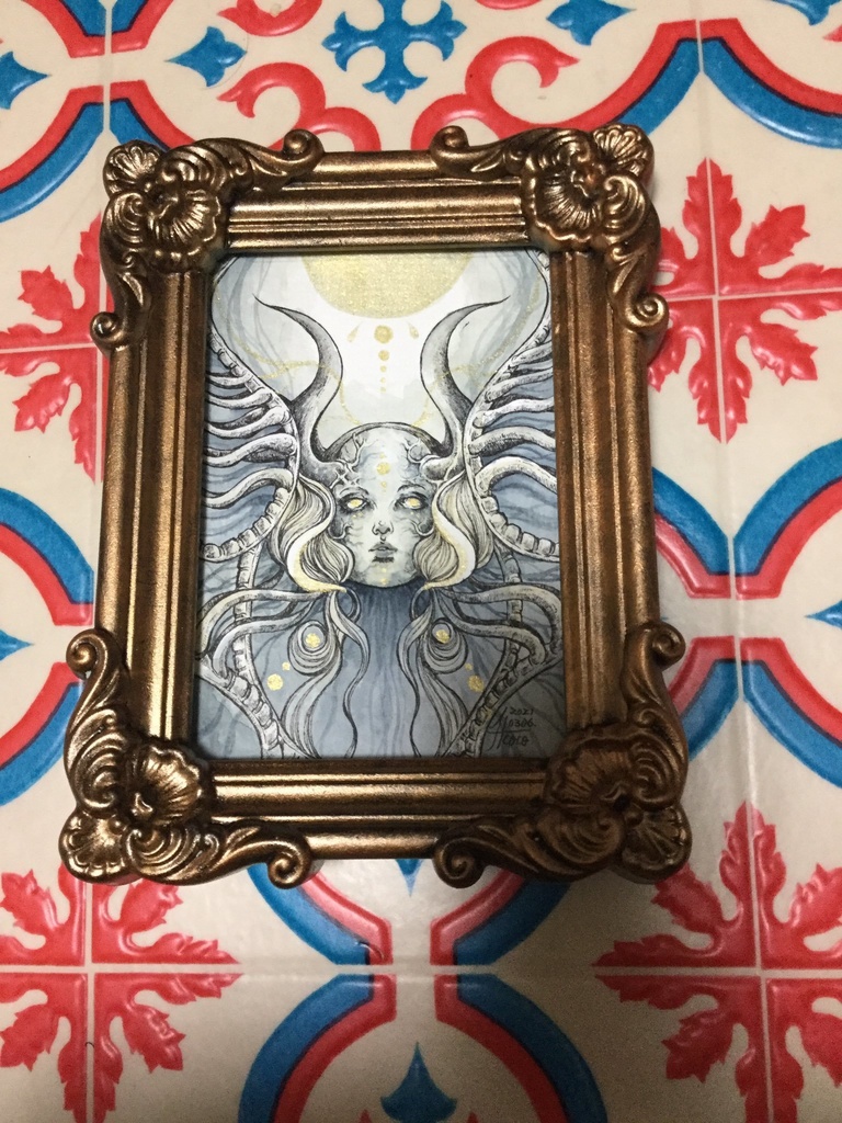 <額装イラスト・ポストカードサイズ原画>Necromancer〜母体