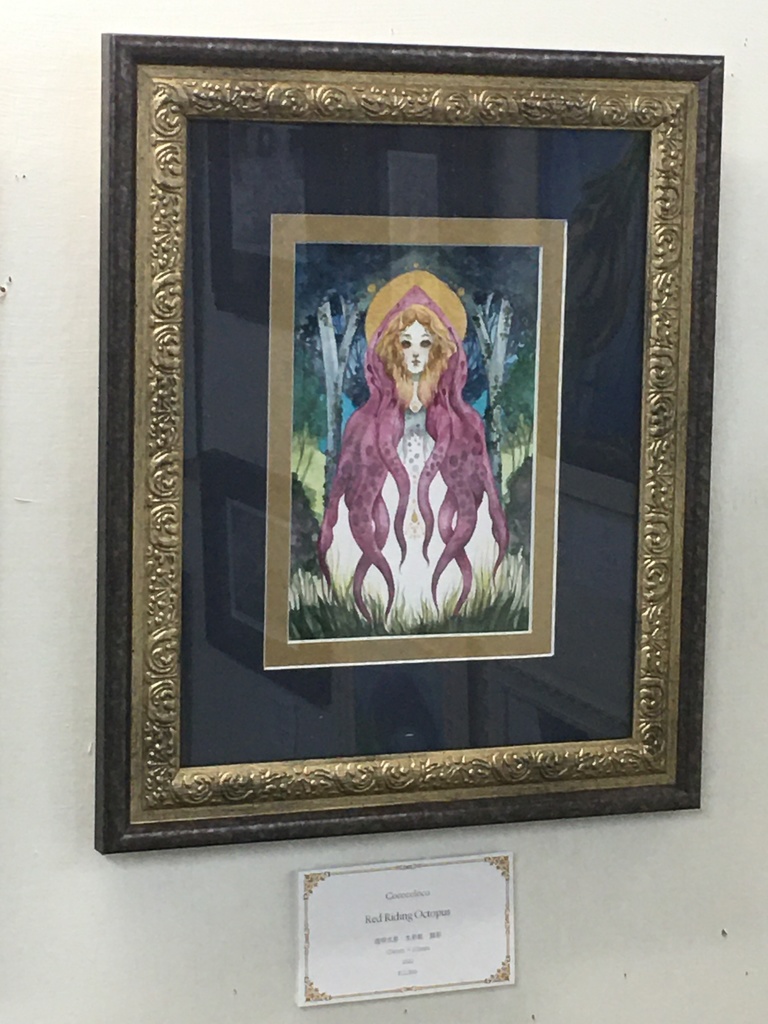 <額装イラスト原画>Red Riding Octopus