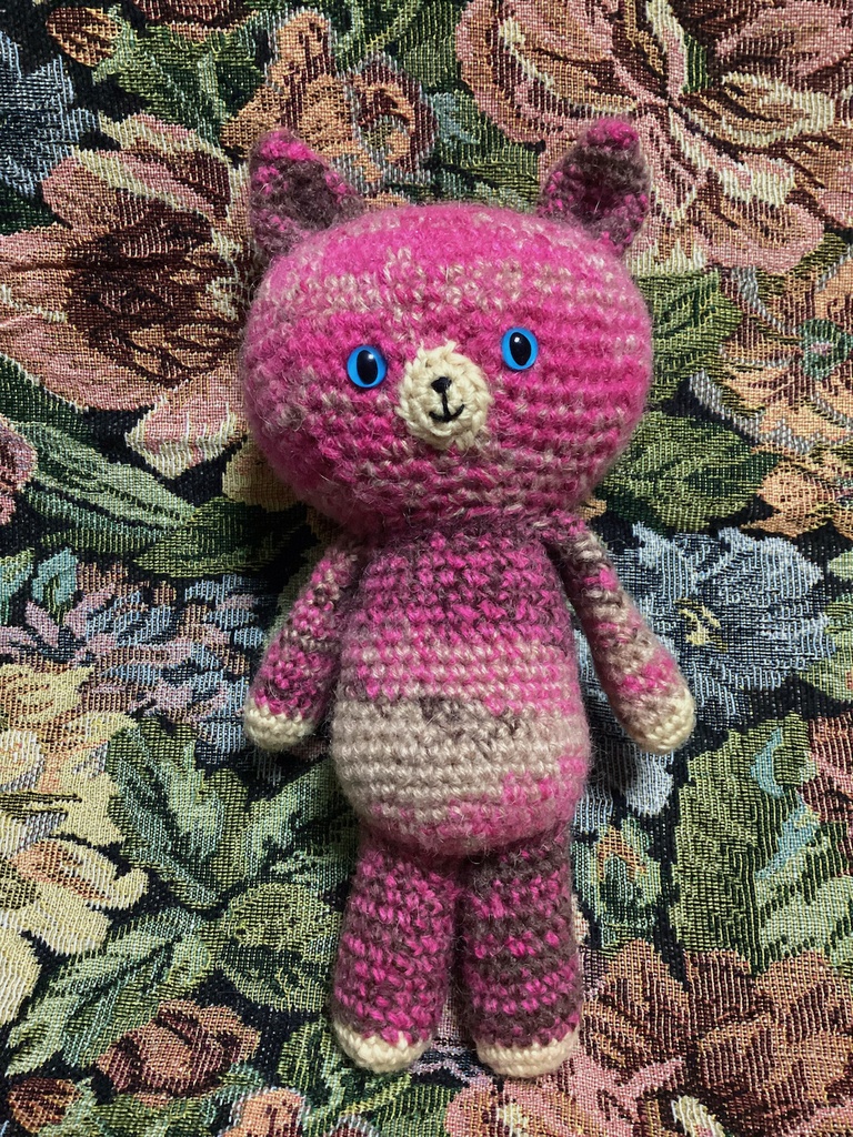 ねこ:直立タイプ:ミックスピンク茶系グラデ