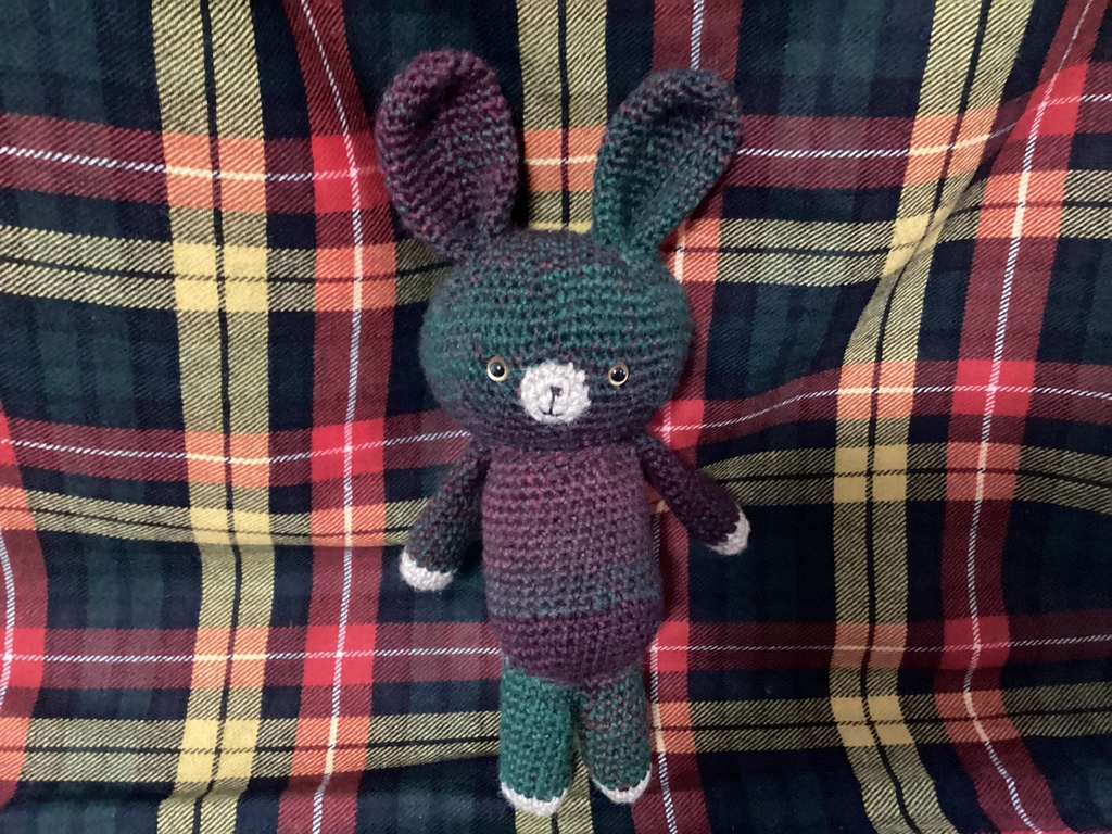 (あみぐるみ)うさぎ:直立タイプ:深緑ワイングラデ