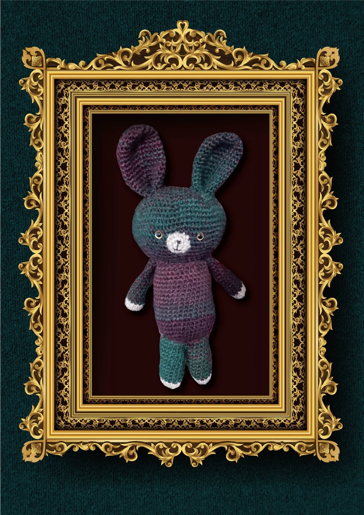 （あみぐるみ）うさぎ：直立タイプ：深緑ワイングラデ