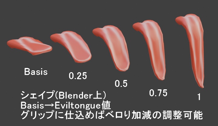 【VRChat想定】操作できる長めの舌(RotationConstraint使用・DynamicBone不使用)