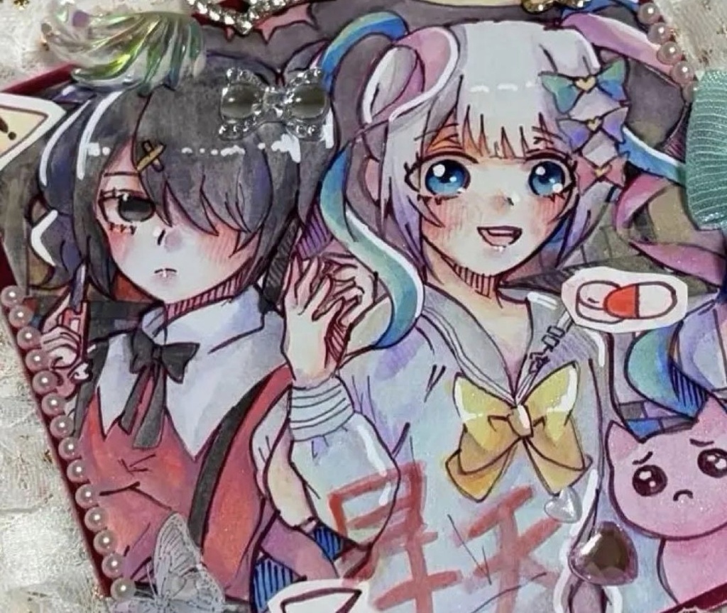 NEED GIRLOVERDOSEファンアート色紙原画超てんちゃん‪✝︎昇天‪‪✝︎