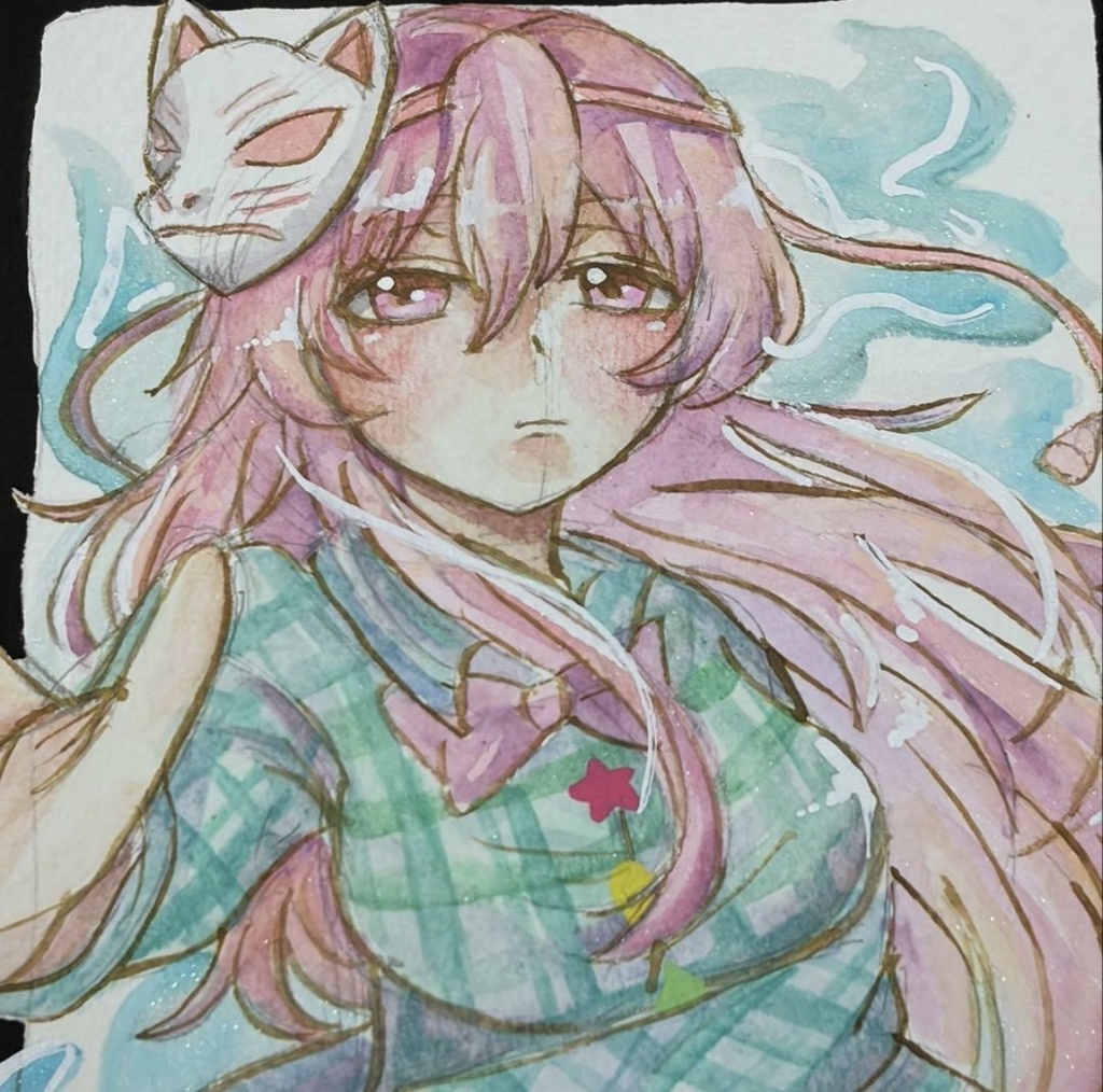 toho 東方Project 秦こころファンアート 一点物 色紙 原画