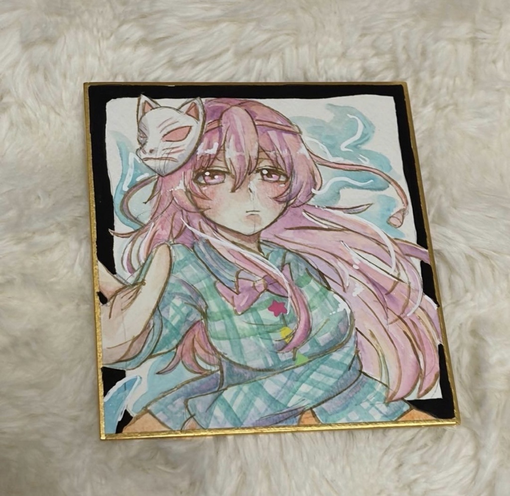 toho 東方Project 秦こころファンアート 一点物 色紙 原画