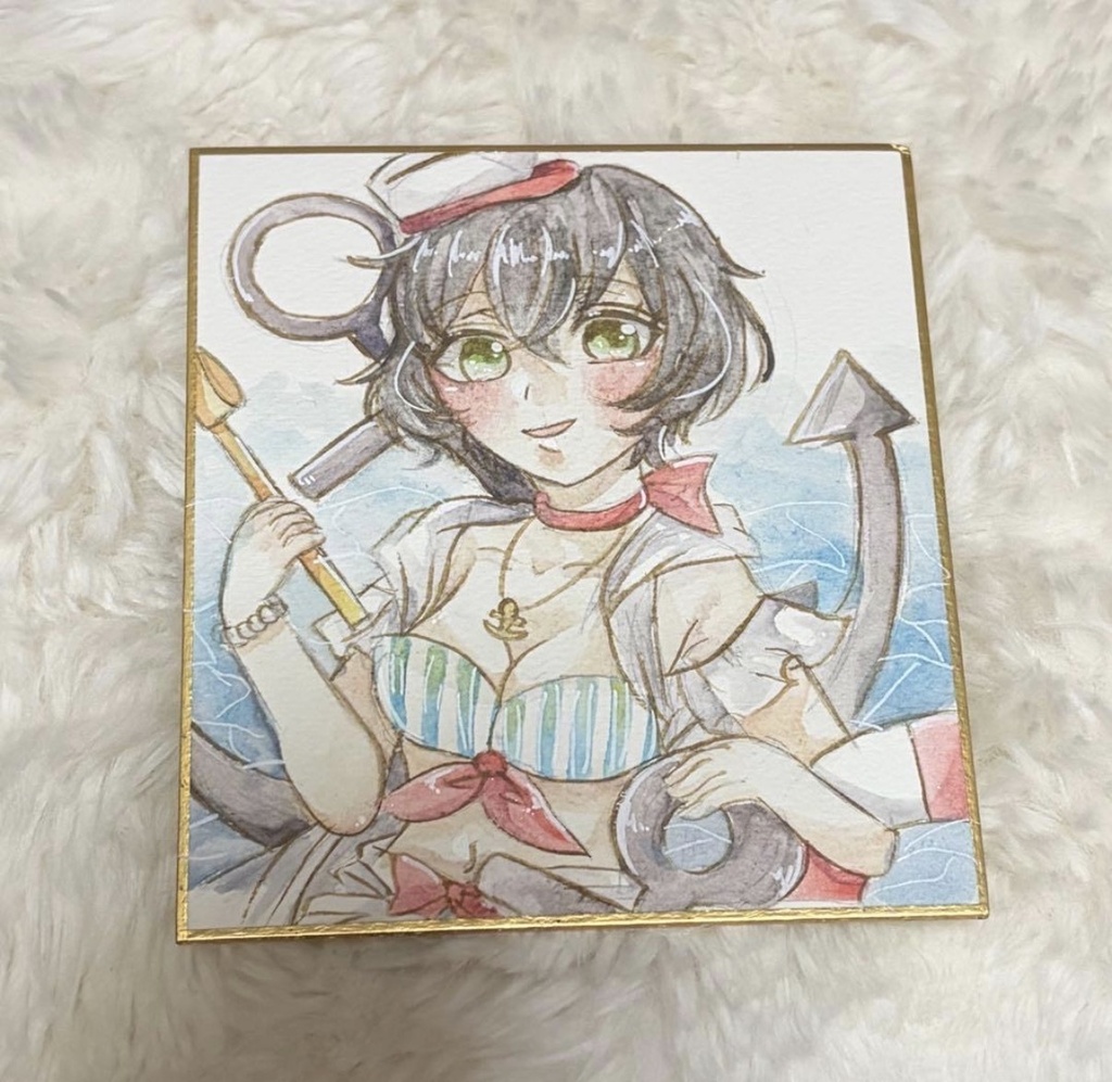 東方Project 村紗水蜜 ファンアート 一点物 色紙 原画 手描きイラスト