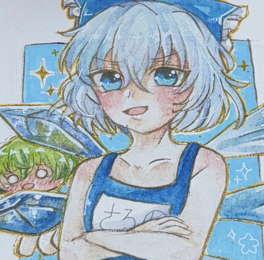 東方Project チルノ 大妖精 ⑨ tohoファンアート 一点物 色紙 原画
