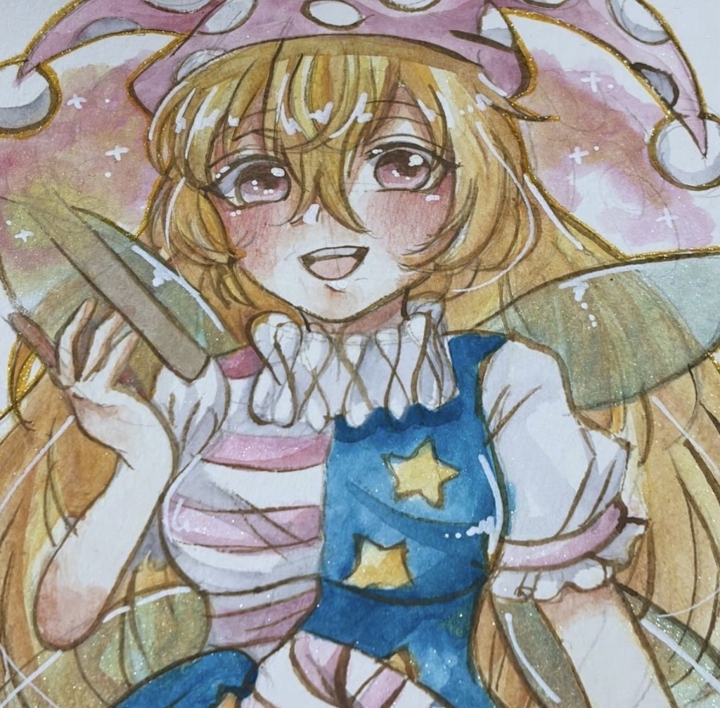 東方Project クラウンピース ファンアート 一点物 色紙 原画
