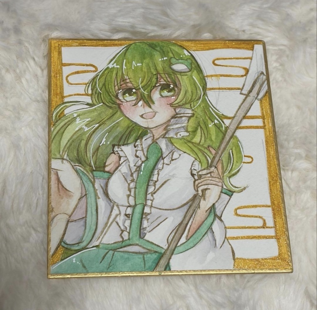 東方Project 東風谷早苗 ファンアート 一点物 色紙 原画