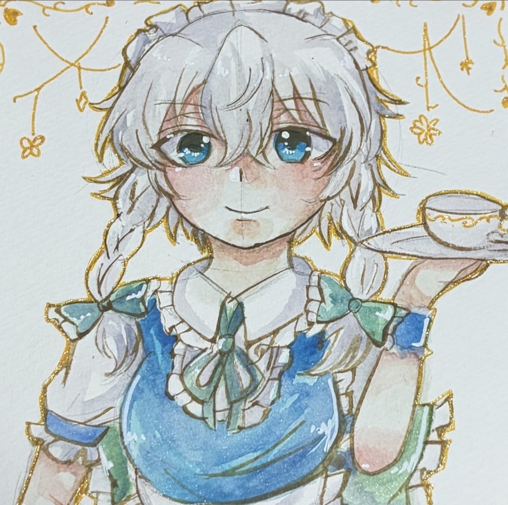 東方Project 十六夜咲夜 ファンアート 一点物 色紙 原画