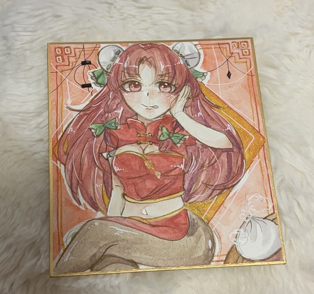 東方Project 紅美鈴 めーりんファンアート 一点物 色紙 原画
