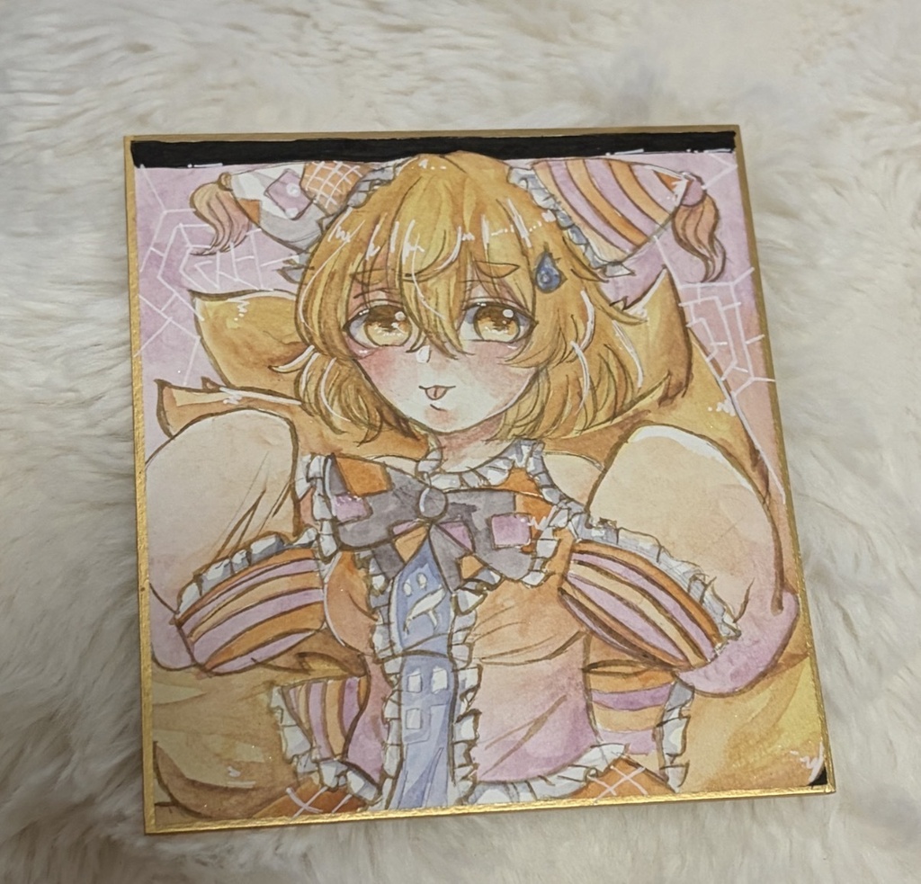 東方Project 八雲藍 ハロウィン ファンアート 一点物 色紙 原画