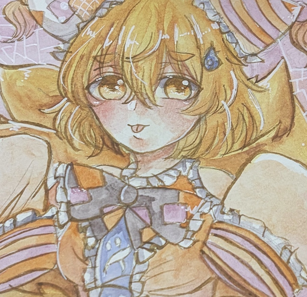 東方Project 八雲藍 ハロウィン ファンアート 一点物 色紙 原画