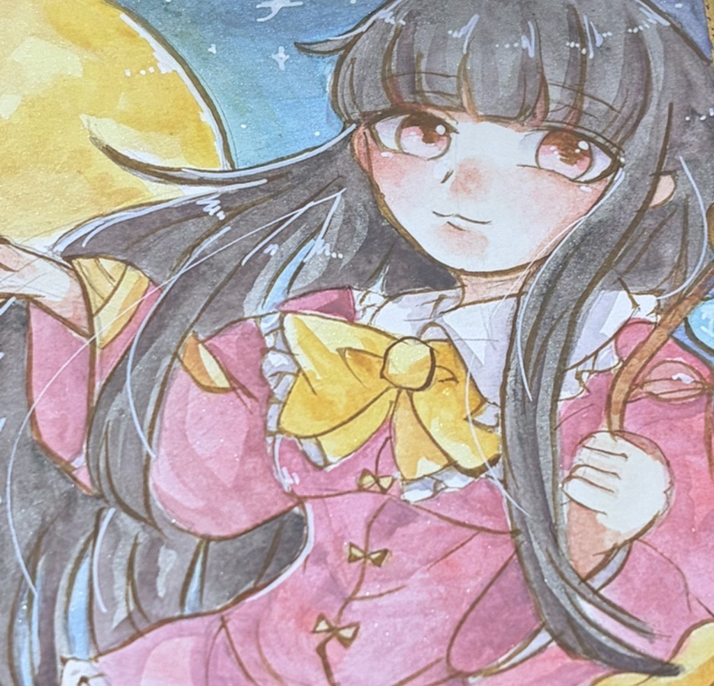 東方Project 蓬莱山輝夜 ファンアート 一点物 色紙 原画