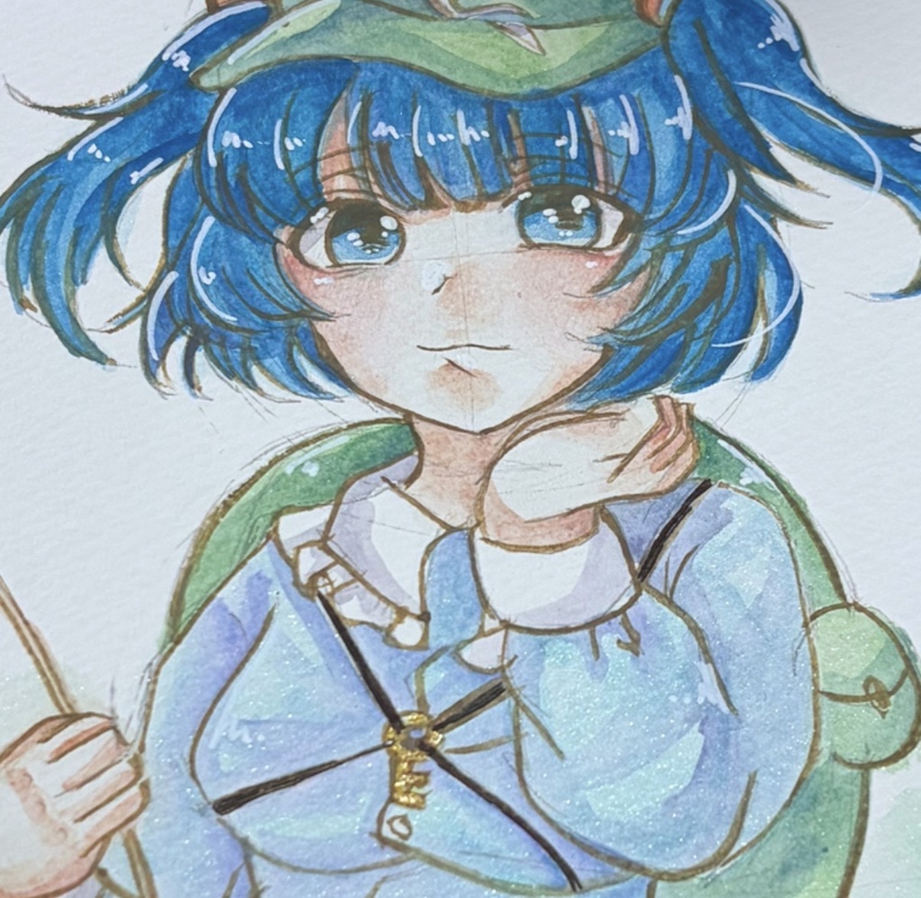 東方Project 河城にとり ファンアート 一点物 色紙 原画