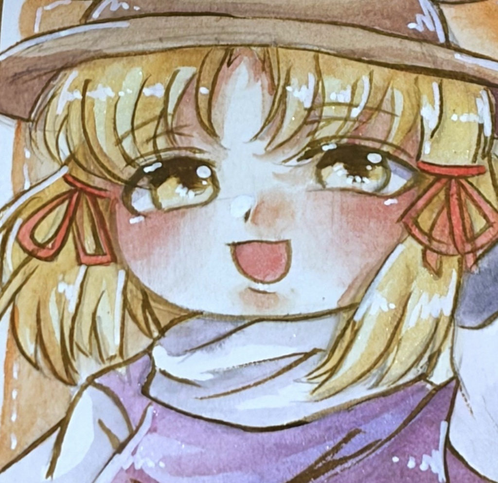 東方Project 洩矢諏訪子 ファンアート 豆色紙 原画 一点物