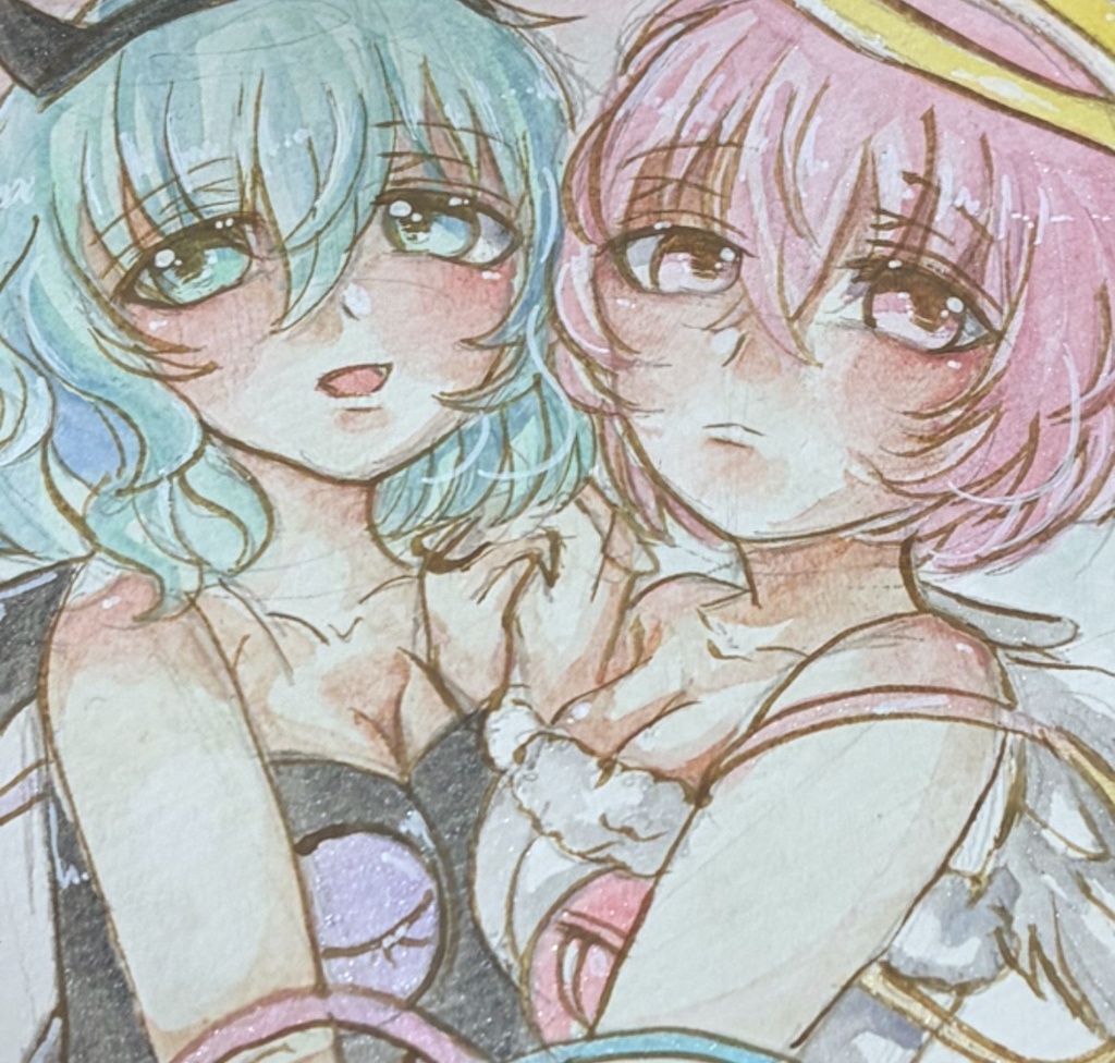 東方Project 古明地こいし 古明地さとり ファンアート 一点物 色紙 原画