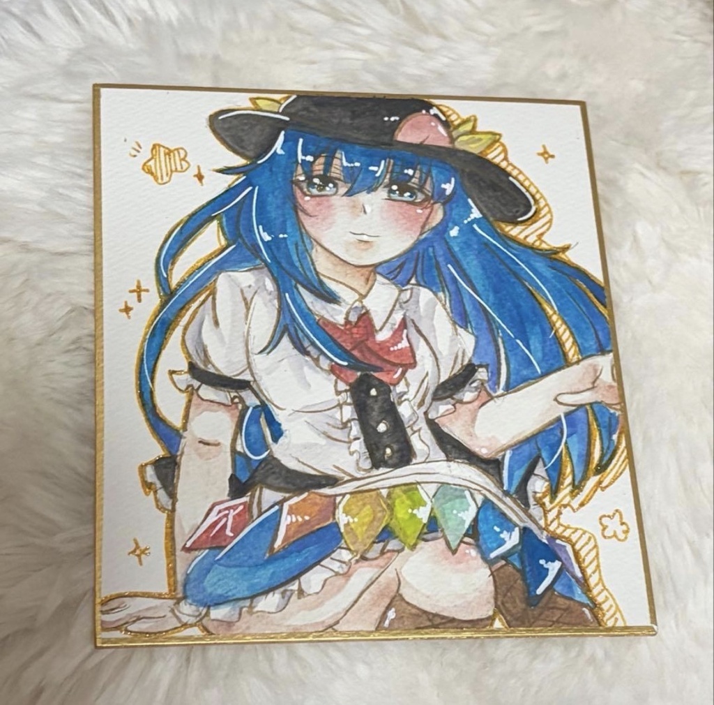 東方Project 比那名居天子 ファンアート 一点物 色紙 原画