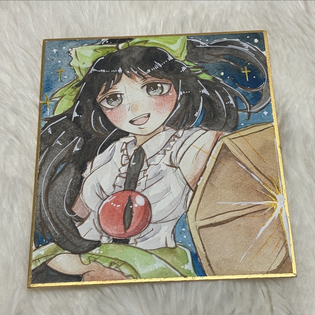 東方Project 霊鳥路空 お空 ファンアート 一点物 色紙 原画