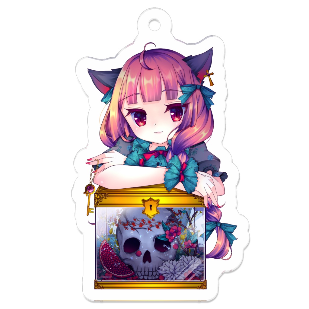 お燐ちゃんとデコ骸骨アクリルキーホルダー♡