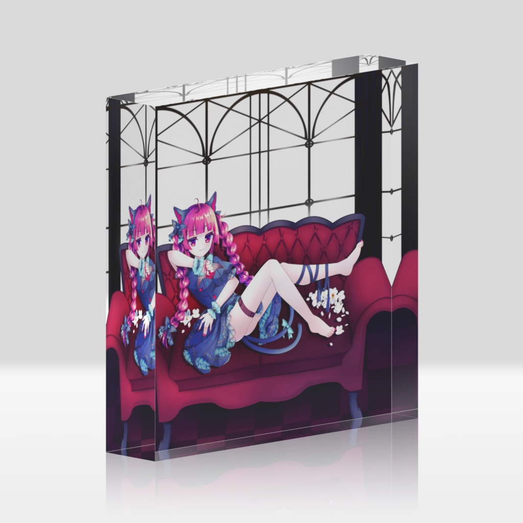 バラを握るお燐ちゃんアクリルブロック